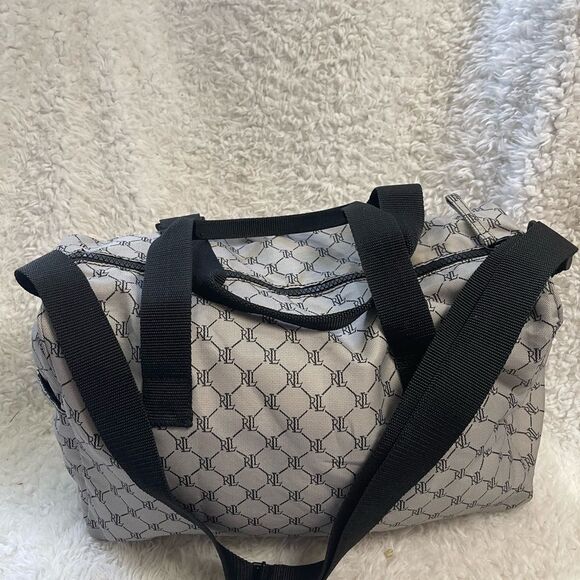 Ralph Lauren Monogram weekender carry all Shoulder Bag -  gray & black - Picture 8 of 16